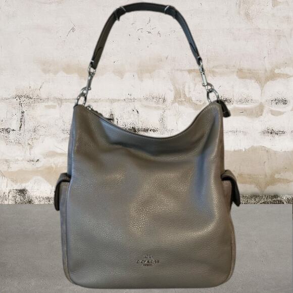Coach C1522 Pennie Hobo Heather Gray Suede & Leather Convertible Shoulder Bag - Picture 2 of 8